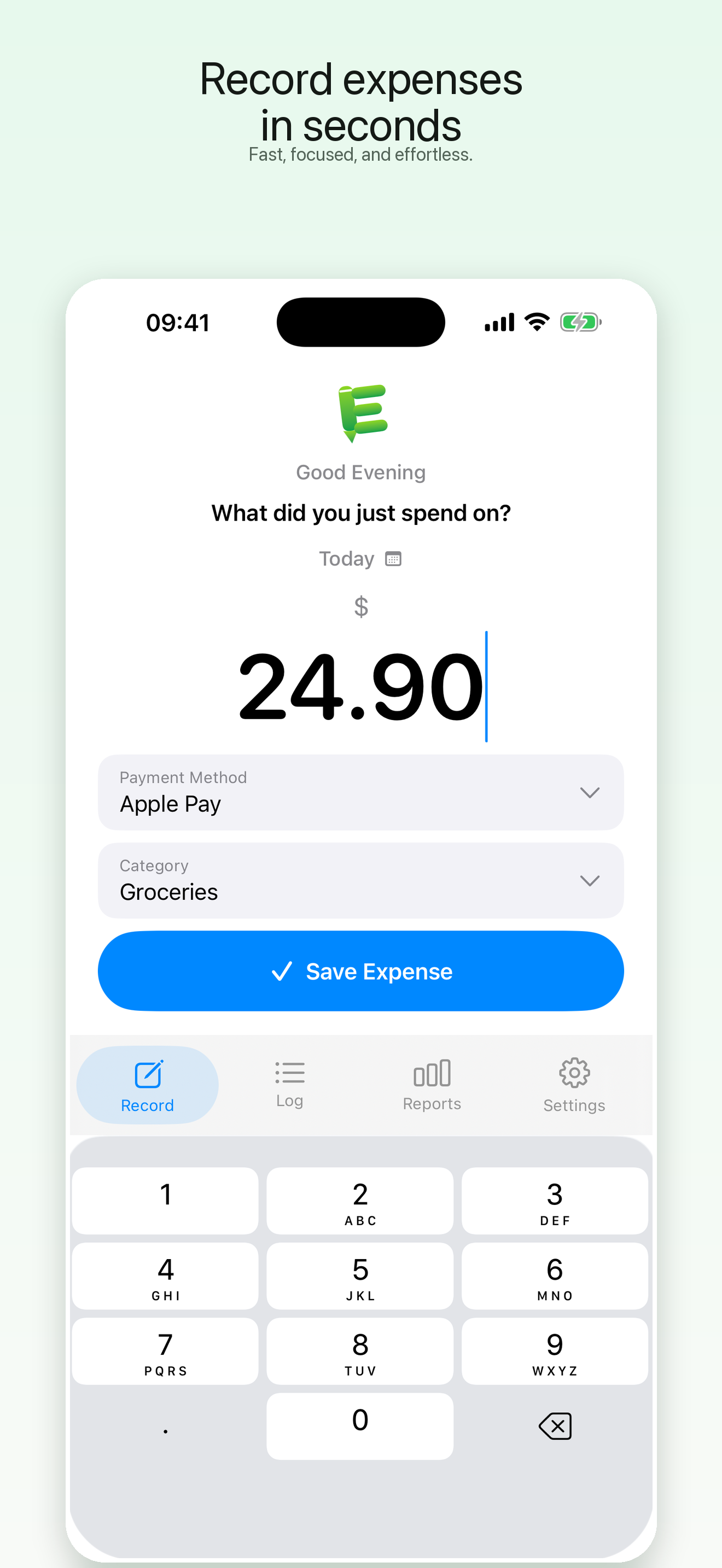 E Record screen